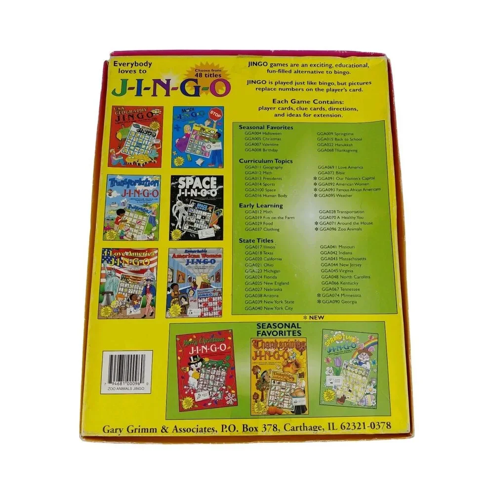 JINGO Bingo Style Educational Game Vtg 90’s Fun On The Farm & Zoo Animals Set
